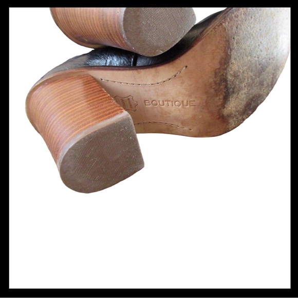 Boutique 9 Over The Knee Leather Boots Black Stacked Heel - Picture 6 of 12